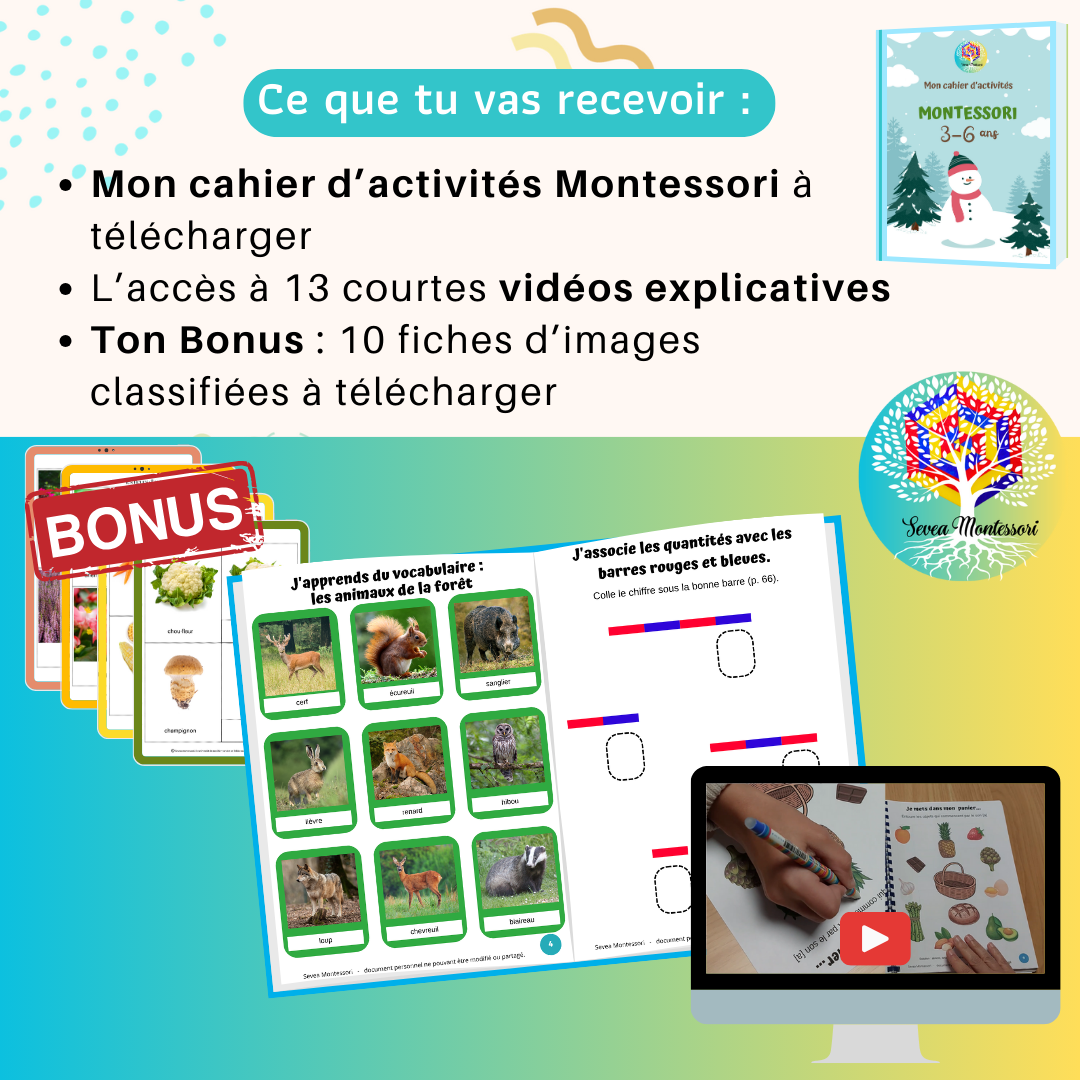 template carré cahier d'activités Montessori